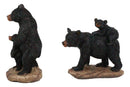 Ebros Western Rustic Black Mama Bear Playing W/ Baby Cub Set Of 4 Mini Figurines