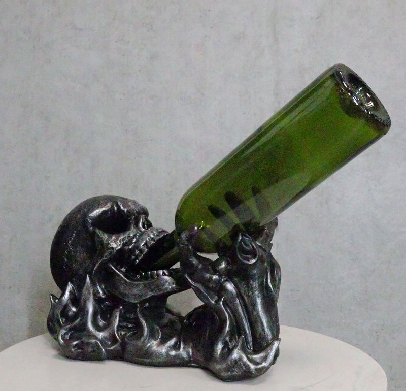 Dead Rising Skull Hell's Booze Ghost Rider Flame Skeleton Wine Holder Figurine