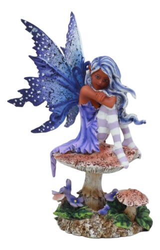 Ebros Amy Brown Art Gothic Violet Tribal Ebony Fairy Collectible Statue 6.5"Tall