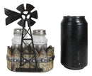 Rustic Country Farm Windmill Outpost With Horseshoes Salt And Pepper Shakers Set