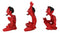 Set of 3 Red Demon Imp Devils in Yoga Lotus Meditation Poses Figurines