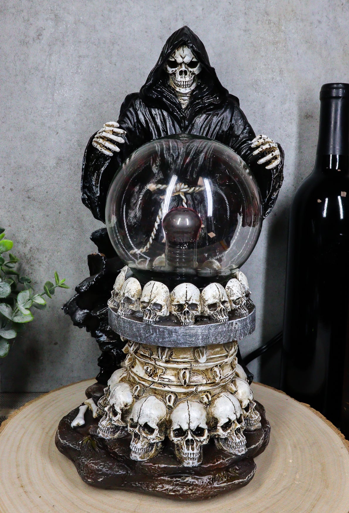Ebros Gothic Alchemy Day of The Dead Grim Reaper Death Electric Plasma Ball Lamp - Ebros Gift