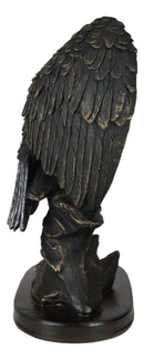 American Patriotic Large Bald Eagle Perched On Rocky Cliff Resin Figurine 10"H