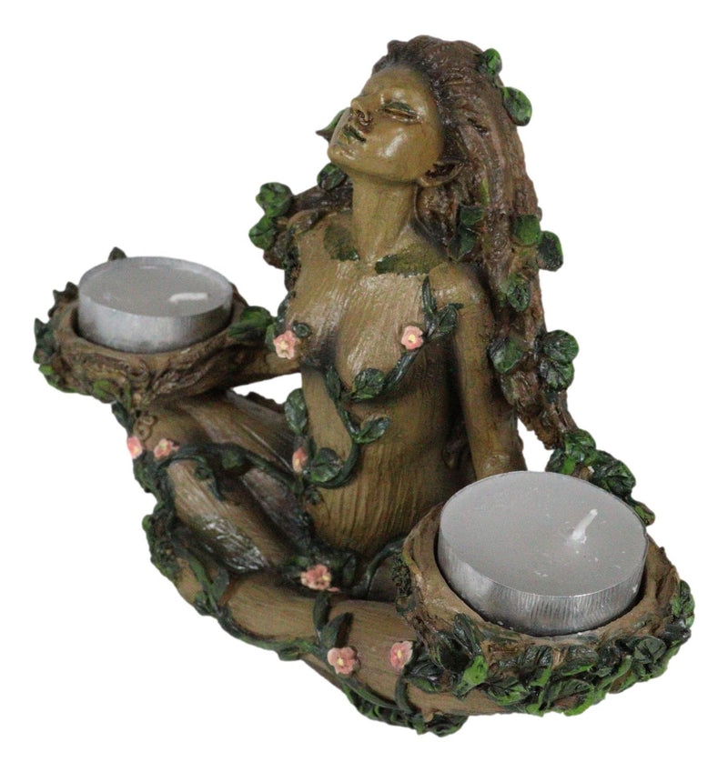 Celtic Green Tree Woman Goddess Gaia Dryad Ent Double Votive Candles Holder