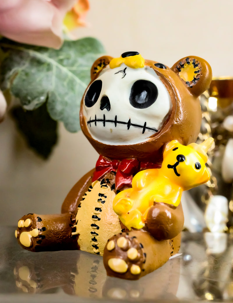 Furrybones Voodoo Teddy Bear With Honey Bear Bottle Skeleton Statue 2.5"Tall