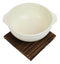 Japanese White Donabe Ceramic Hot Clay Pot Bowl Casserole 32oz With Wooden Base