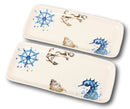 Nautical Marine Blue White Seahorse Helm Shell Ceramic Platter Plate Pack Of 2