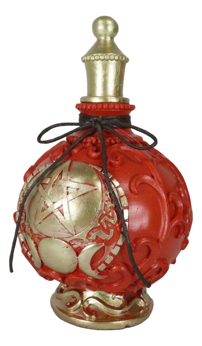 Wicca Spiritual Triple Moon Goddess With Pentacle Red Faux Potion Bottle Decor