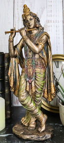 Ebros Hindu God Of Love Sex Yoga Krishna Avatar of Vishnu Playing Flute Decor Figurine