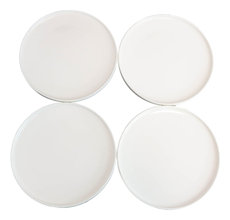 Pack Of 4 Kitchen Dining Modern White Stoneware Coupe Dinner Lunch 8"D Plates