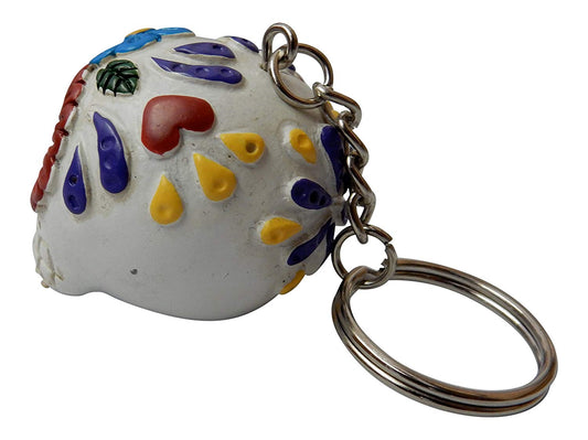 Ebros Gift White Sugar Skull Key Chain Set of 12 Pcs Day of The Dead Collectible - Ebros Gift