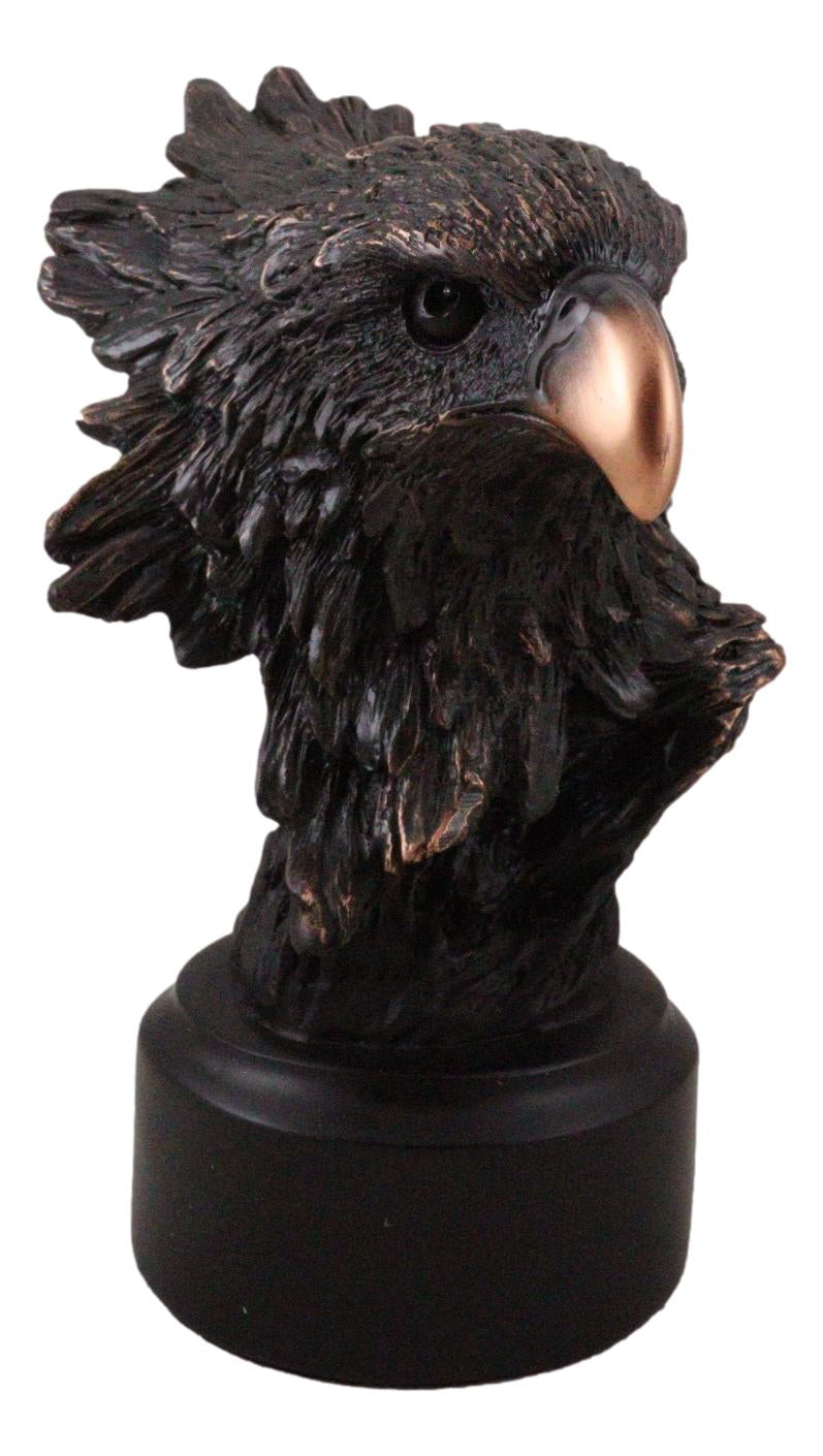 Patriotic American Bald Eagle Bust Bronze Electroplated Resin Figurine With Base