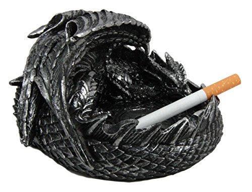 Ebros Gift Smaug Mountain Castle Dragon in Repose Round Cigarette Ashtray Figurine