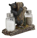 Ebros Rustic Woodland Black Bear Climbing Tree Branch Figurine Display Holder With Glass Salt And Pepper Shakers Bears Home And Kitchen Dining Decorative Statue 6.5" L Cabin Lodge Mountainside Decor