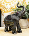 Ebros Feng Shui Scroll Art With Tapestry Pattern Trunk Up Trumpeting Elephant Statue