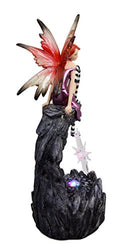 Ebros Gift Beautiful Jester Fairy Magenta On Cave Ledge With Crystal LED Night Light Figurine