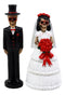 Ebros DOD Skeleton Bride & Groom With Rose Flower Bouquet Figurine