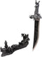 Ebros Gift Obsidian Athame Dragon Blade Letter Opener with Castle Base Stand Set