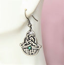 Ebros Celtic Emerald Element Knotwork Tribal Scroll Filigree Dangle Earrings