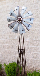 81"H Oversized Rustic Western Country Farm Windmill Outpost Galvanized Metal