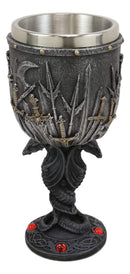Ebros Set of 2 Medieval Valyrian Steel Swords Wine Goblet And Dragon Iron Throne Mug