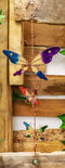 Ebros Gift Stained Glass Colorful Three Butterflies Copper Metal Wind Chime 28"Long Resonant Outdoor Patio Garden Decor Accessory