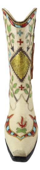 Rustic Western Crosses Arrows Stars Tassel Frills Cowgirl Boot Vase Figurine