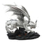 Large 20"L White Cloud Dragon Guardian Of Treasure Mine Statue With Secret Box