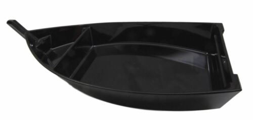 Ebros Japanese Black Plastic Lacquer Sushi Fishing Boat Serving Plate Set of Two