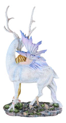 Ebros Large Blonde Fairy Sleeping On Sacred Capiz Blue Pearl Stag Elk Statue