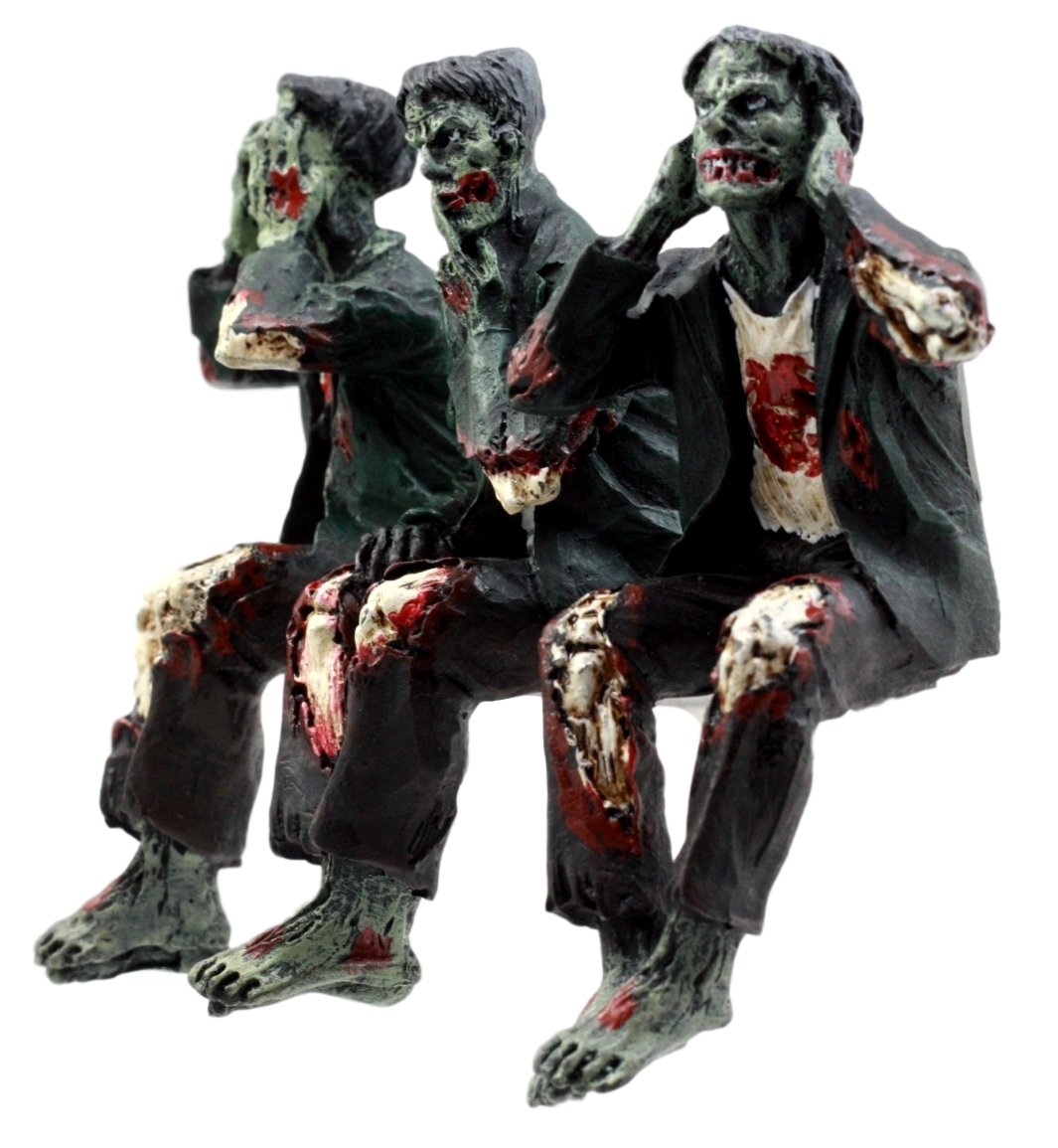Ebros 4"H Wise Walking Dead Zombie See Hear Speak No Evil Figurine Set Shelf Sitters - Ebros Gift