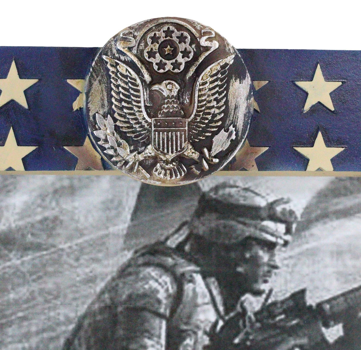 Patriotic American US Flag Army Rifle Helmet Soldier Memorial 5x7 Picture Frame