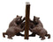 Rustic Forest Teamwork Bears Pushing Barn Doors Bookend Figurines Pair Set Decor