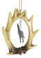 Rustic Western Deer Antlers Howling Gray Wolf Set of 2 Christmas Tree Ornaments