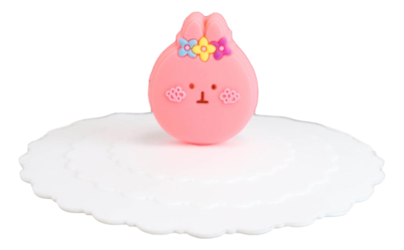 Pack Of 4 Pink Rabbit Reusable Silicone Coffee Tea Cup Lids Covers Air Tight