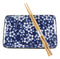 Japanese Floral Cherry Blossoms Blue White Ceramic Sushi Dinnerware Set Serves 2