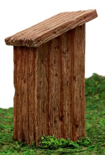 Ebros Fairy Garden Miniature Colonial Toilet Outhouse With Door & Toilet Roll Setup