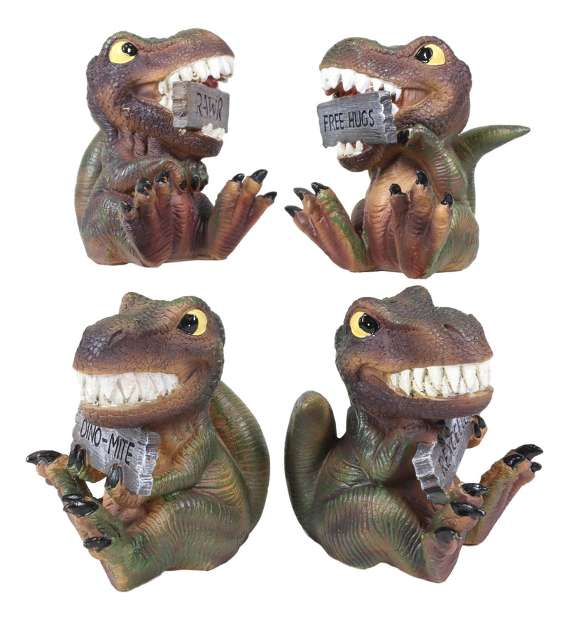 Jurassic Proclamations Dinosaur T Rex Babies With Signs Figurine Set 4"Tall