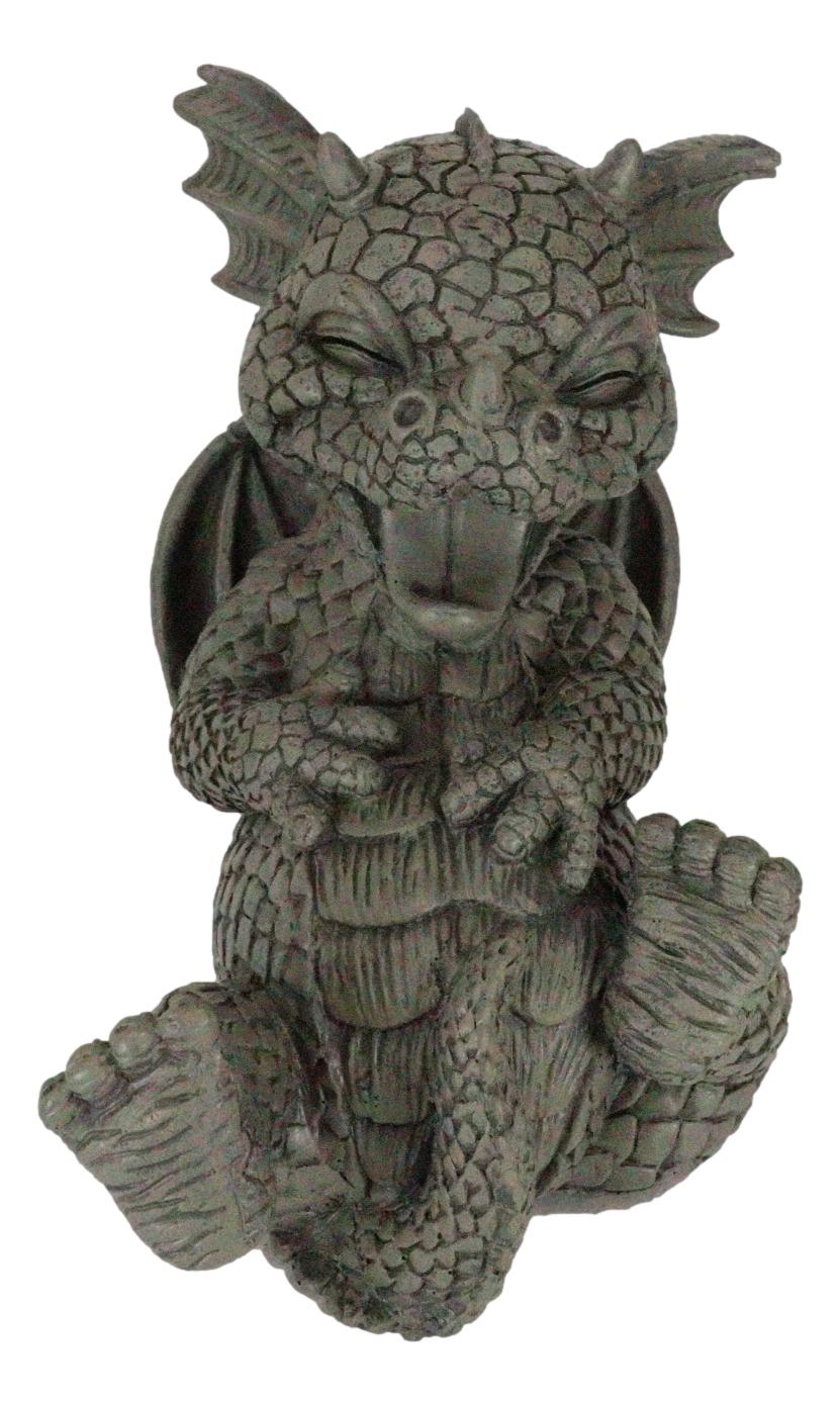Ebros Whimsical L.O.L Soul Garden Laughing Out Loud Dragon Statue 7.75" Tall Faux Stone Resin Finish Hilarious LOL Fantasy Animated Dragons Welcome Guest Greeter Decor Figurine - Ebros Gift