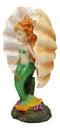 Ebros 6.75"H Colorful Nautical Mermaid Mergirl With Giant Shell And Green Tail Statue