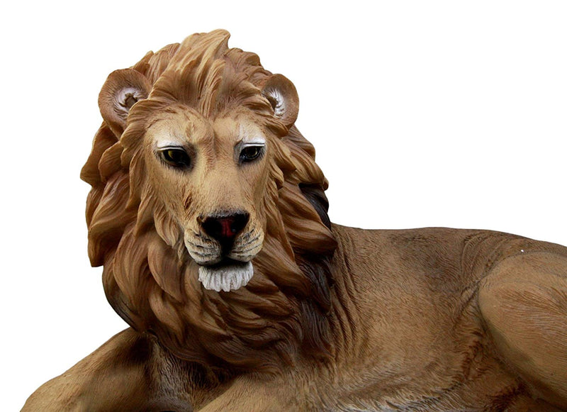 Ebros African King Aslan Lion On Repose Statue 16"L Pride Rock Giant Cat Sculpture