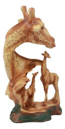 Ebros Safari Giraffe Bust Statue 12"Tall Faux Wood Resin Giraffe Family in Wilfdlife Savanna Scene Figurine