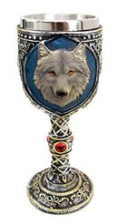 Ebros Alpha Gray Wolf Celtic Tribal Tattoo Red Crystal Magic Wine Chalice Goblet Cup