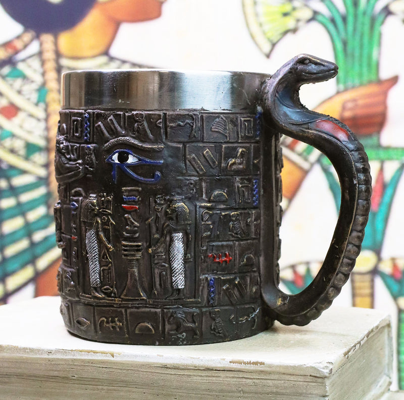 Ebros Egyptian Eye Of Horus Amulet Wedjat Mug Drink Coffee Cup Winged Scarab Beetle