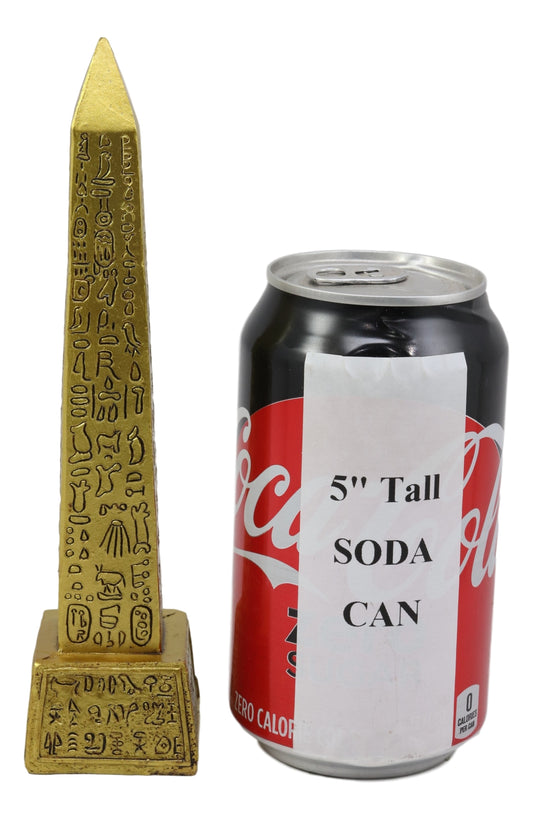Ebros Gods Of Egypt Temple of Ra Gold Colored Luxor Obelisk With Hieroglyphs Statue - Ebros Gift