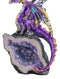 Midnight Space Purple Iridescent Dragon On Faux Geode Rock Crystal Cove Figurine