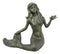 13"L Cast Iron Large Nautical Siren Mermaid Holding Starfish Verdi Green Statue