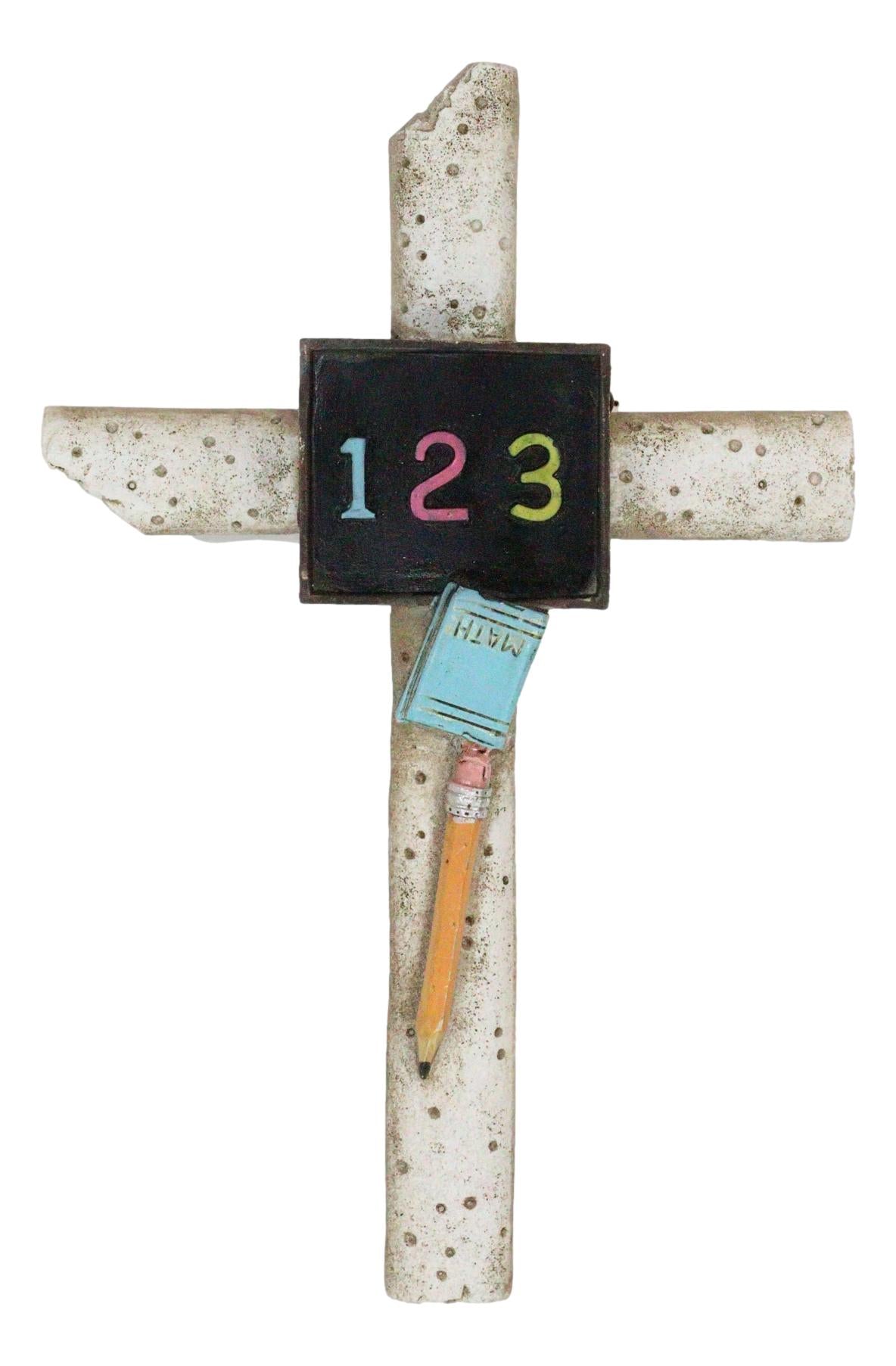 Pack Of 4 Novelty Educational Teacher Apple Math 123 Globe Pencils Wall Crosses