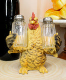 Country Rustic Barnyard Chicken Hen W/ Open Wings Salt And Pepper Shakers Holder