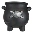 Black Triple Moon Cauldron Terracotta Succulent Plant Planter Pot Or Pen Holder